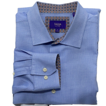 TALLIA Shirt Mens XL Textured Long Sleeve Button Up Woven Blue Cotton - £14.50 GBP