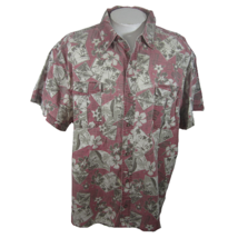 Route 66 vtg Men Hawaiian camp shirt p2p 31 4X aloha luau tropical pink hula - £19.45 GBP