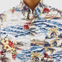 Crossings Mens Aloha Hawaiian XXL Shirt Hibiscus Boats Palm Trees Coconuts - £31.96 GBP