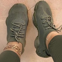 Autumn Sneakers Women&#39;s Mesh Flats Shoe Dark green 36 - £23.88 GBP