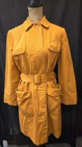 Vintage Weatherbee Womens Water Repellent Orange Belted Peacoat w/ Pockets Sz L - $27.00