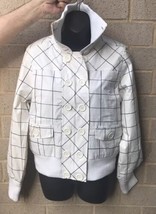 Cherokee Womens Outerwear Sz M Ivory/Black Placket Crop Jacket Nwt windbreaker - £27.37 GBP