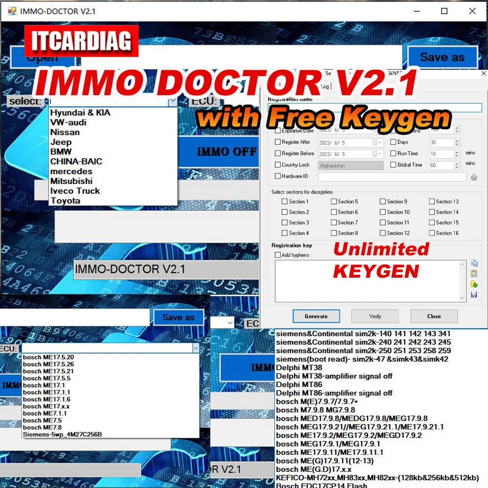 2023 Immo Doctor V2.1 With Unlimited Keygen Multi Immo Off Dpf Egr Dtc Remover - £80.54 GBP