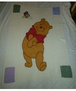 Handmade Winnie the Pooh Afghan Quilt Kid or Throw Blanket Knit Knitted ... - £47.36 GBP