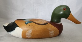 Farm House Mallard Duck Decoy Hand Painted Wood Carved Hunting Lodge Decor 14&quot; - £27.18 GBP