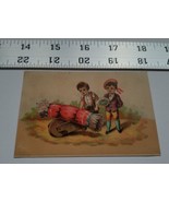 Home Treasure Trading Card Greeting Boys With Wheelbarrow Vibrant Colors... - €8,20 EUR
