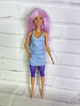 2014 Mattel Barbie Doll Purple Hair With Outfit Raised Arm FLAWED Face - $11.88