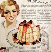 Pillsbury Flour Cherry Pudding 1933 Advertisement Full Page Lithograph DWU1 - £30.93 GBP