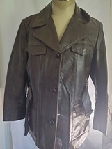 RAFFAELO BROWN LEATHER JACKET QUATER LENGTH GINUINE LEATHER TRENCH COAT 42 - $1,182.54 MXN
