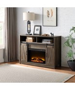 Tobias Rustic Oak Finish Fireplace - Elegant &amp; Warm Home Decor - $12,046.25 MXN