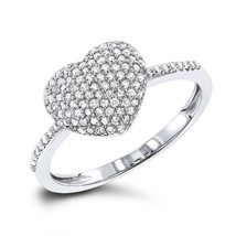 Ladies 0.33CT Round Cut Pave Set Moissanite Heart Promise Ring Sterling Silver - £50.39 GBP