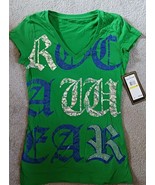 rocawear womens shirt new with tags Sz M green v neck - $257.26 MXN