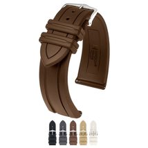 HIRSCH Hevea Caoutchouc Watch Strap - Brown - L - 18mm - £76.26 GBP