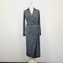 V by VERY - Wrap Collar Detail Animal Print Midi Dress - UK 10 - £14.76 GBP