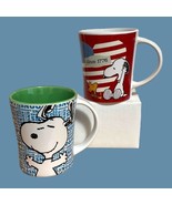 Peanut’s Coffee Mugs Snoopy Woodstock Cups Set of 2 Gibson Overseas Larg... - £15.98 GBP