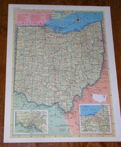 1953 Vintage Map Of Ohio / Verso North Dakota - £21.35 GBP