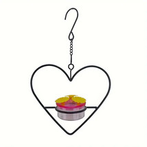 1pc Hanging Hummingbird Plastic Feeder Box With Heart Shaped Metal Frame Ring - £7.68 GBP