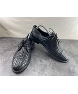 Firenze Oxford Men 8 M Shoes Black Woven Leather Casual Comfort Work Dre... - €29,57 EUR