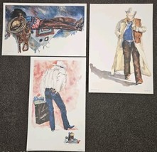 Karen Rae Cowboy Cowgirl Western Art Print Signed Lot Of 3  Vintage 1980... - £46.18 GBP