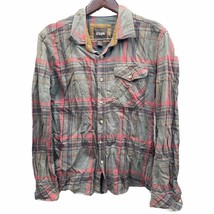 CQR Men&#39;s Large Gray/Red Cotton Heavy Flannel Long Sleeve Button Up Shirt - £11.30 GBP