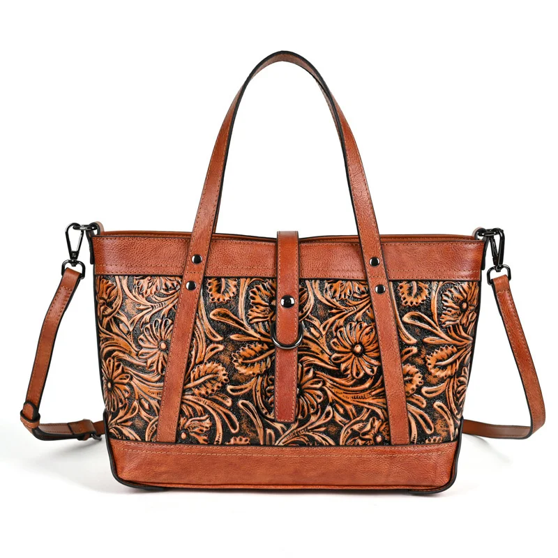  2024  Large Capacity Handbags For Women  Leather Handcarved Vintage Women&#39;s Bag - £80.03 GBP
