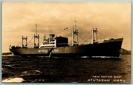 RPPC 1937 Atutasan Maru Motor Ship Japan OSK Lines Torpedoed WW2 UNP Postcard H2 - £58.08 GBP