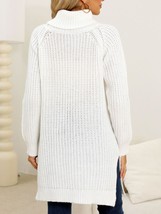 Slit Turtleneck Long Sleeve Sweater - £24.46 GBP