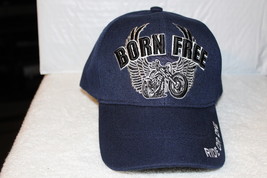 MOTORCYCLE WINGS BORN FREE BIKER RIDE OR DIE BASEBALL CAP ( DARK BLUE ) - $11.29