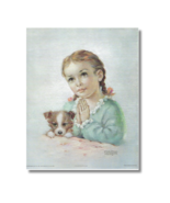 Vintage 8 x 10 Wall Art Print Precious Little Girl Praying with Dog Goin... - £3.76 GBP+