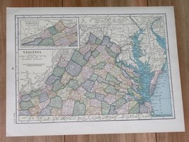 1928 Original Vintage Map Of Virginia / Verso West Virginia - $24.22