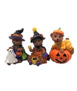 Halloween Bear Lot Of 3 figure trick-or-treating &amp; Pumpkin Teddy Bears - $19.95