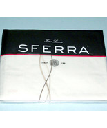 Sferra Cade F/Queen Flat Sheet Egyptian Cotton Percale Taupe Embroidery New - £78.82 GBP