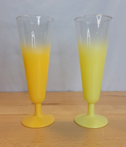 2 Vintage MCM Blendo Sling Pilsner Glasses Pastel Yellow Orange Barware - $24.99