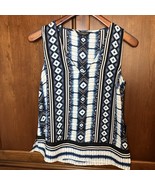Liverpool Los Angeles Womens Tank Top Blouse Shirt Blue White Batik Tye ... - $14.85