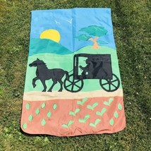 Amish Horse &amp; Buggy Embroidered Outdoor House Flag Banner 28” X 43” NCE ... - $19.75