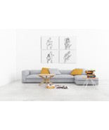  Abstract Drawing 4 Set Females Printed Wall Art decor Black and White - $8.20 CAD