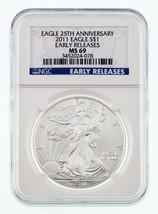 2011 American Silver Eagle 25° Anniversario Valutato Da NGC Come MS-69 - $1,420.13 MXN
