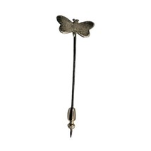 Vintage Silver Butterfly Heart Stick Pin Lapel Jacket 2.5&quot; Backpack Purs... - £11.00 GBP