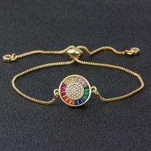 New Design Copper Cubic Zircon Adjustable Colorful Bracelet For Women Girls Rain - £9.27 GBP