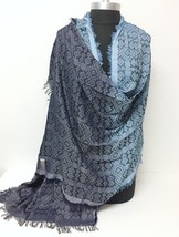 Men Women Yarn-dye deep-dye Long Scarf Wrap Shawl fringe Tassel Soft Blue Black - £5.66 GBP