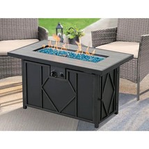 42-inch Outdoor Propane Gas Fire Pit Patio Table with Blue Fire Glass - $454.99