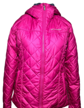 Columbia Hooded Jacket Women&#39;s Small Pink Quilted Full Zip Faux Fur Lined - £25.93 GBP