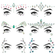 6 Pcs Music Festival Face Jewels Rhinestone Rave Face Gems Glitter Cryst... - $24.75