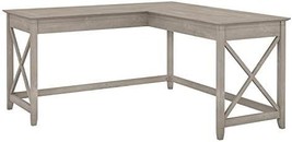 Bush Furniture Key West L Shaped Desk, 60-Inch Modern Farmhouse Writing Desk For - £185.96 GBP