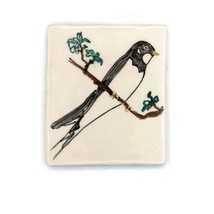 1Pc Hand Painted Swallow Bird Tile For Back Splash, Handmade Ceramics Wall Decor - £30.12 GBP