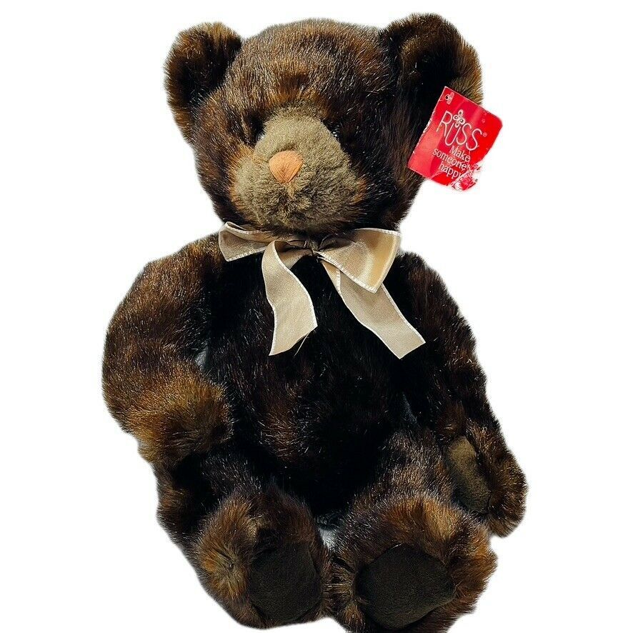 VINTAGE RUSS BERRIE Brown Teddy Bear Sienna Retired Edition New - £50.35 GBP