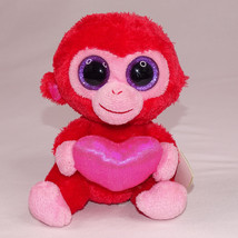 Ty Beanie Boos Stuffed Plush Valentine&#39;s Day Red Monkey Charming Extra Cute Toy - £7.65 GBP
