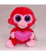 Ty Beanie Boos Stuffed Plush VALENTINE&#39;S DAY Red Monkey CHARMING Extra C... - £7.65 GBP