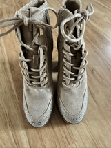 Michael Kors tan chunky heel sparkly boots leather suede size 6M New combat - $98.01