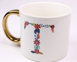 Opal House Floral Monogram T Coffee Mug Letter Initial Porcelain Gold Ha... - $10.65